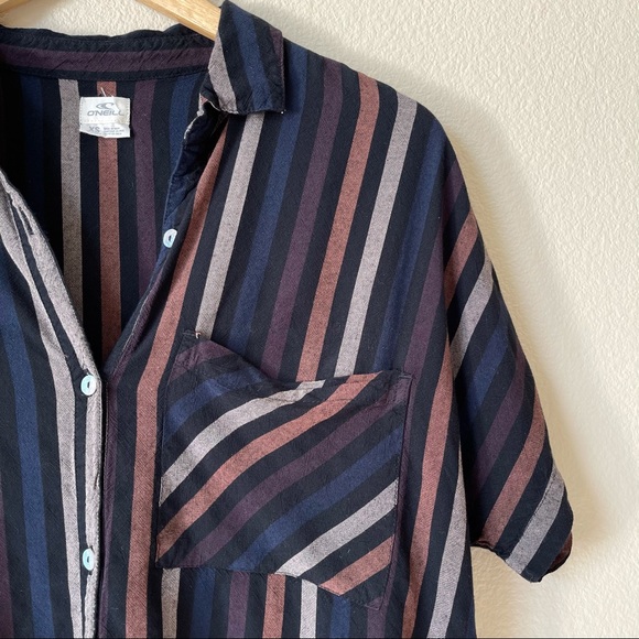 O’Neill Demi Stripe Shirt Button Up Tie Front XS - Picture 9 of 14